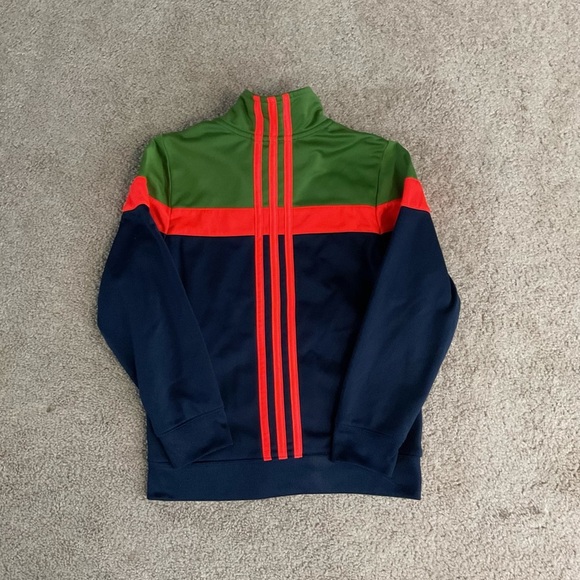 Adidas Green and Blue Athletic Jacket with Color-Block Design - Picture 2 of 3